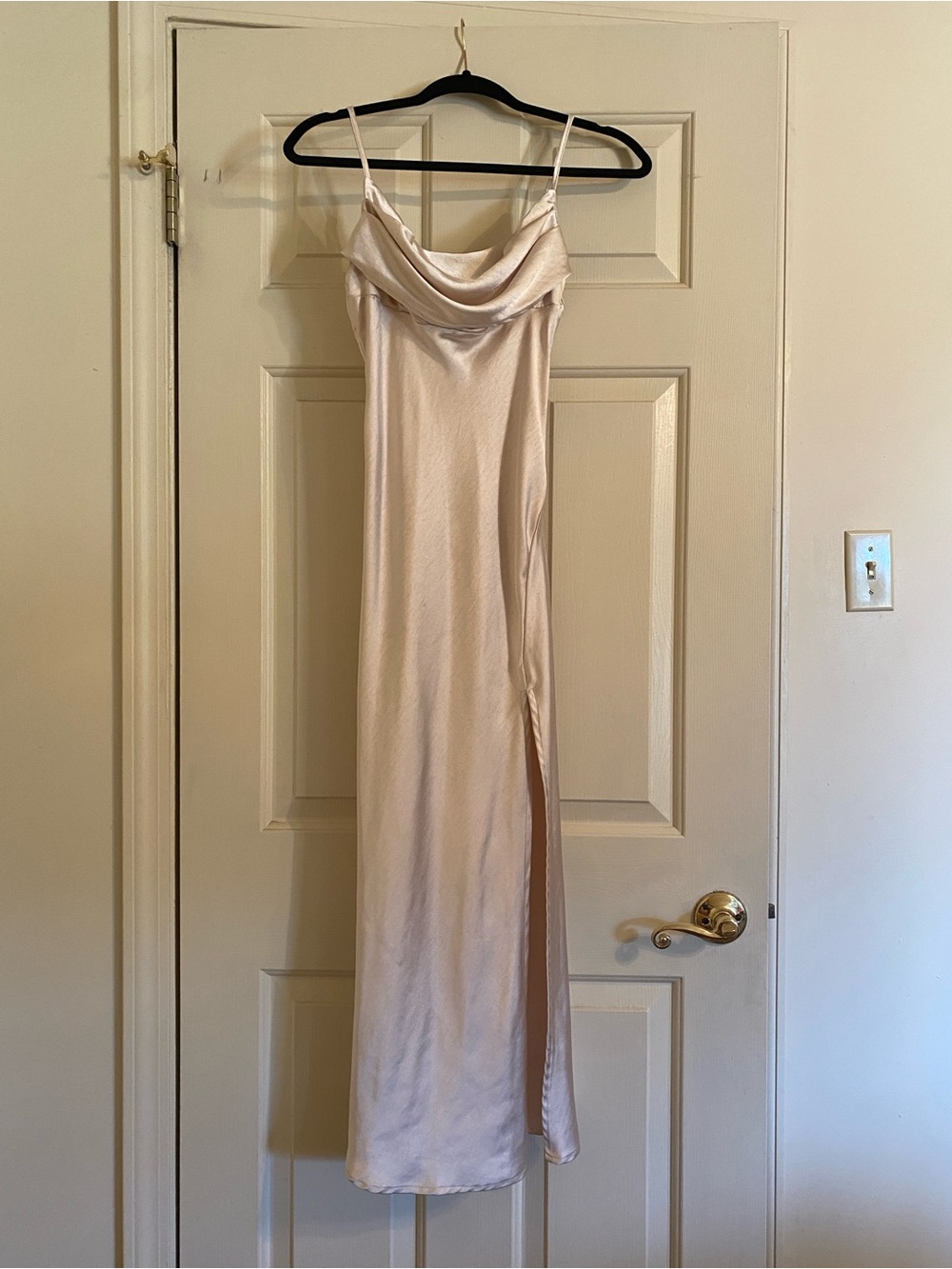 By Together Satin Cowl Neck Maxi Dress in Light Champagne